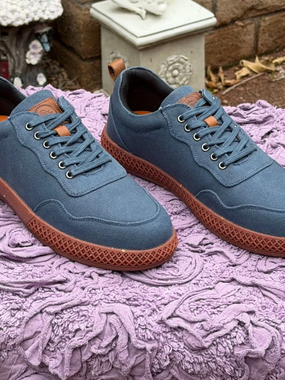 👟 Men's Kemp Navy Canvas Shoes | Size 9 | Genuine Leather Insole